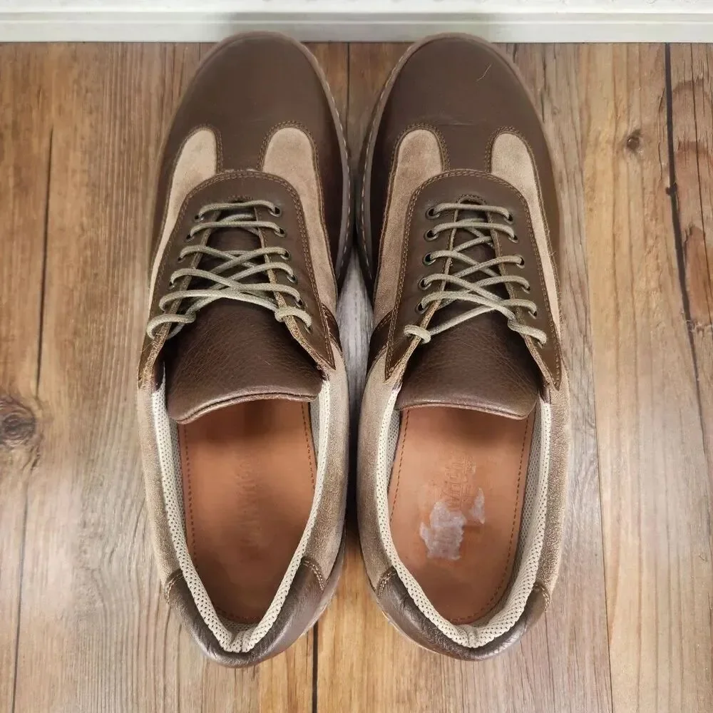 E.T. Wright Lace Up Oxfords Mens 10 B Two Tone Brown Leather Made In Italy Shoes